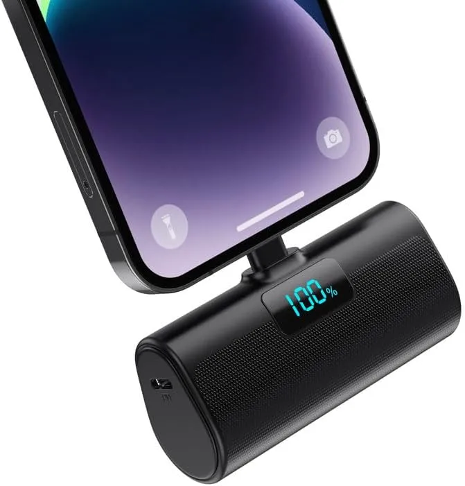 Bild von Mini Powerbank 5200mAh mit 20W PD Schnellladefunktion und LCD Digitalanzeige, kompatibel mit iPhone 14 bis 6 Plus