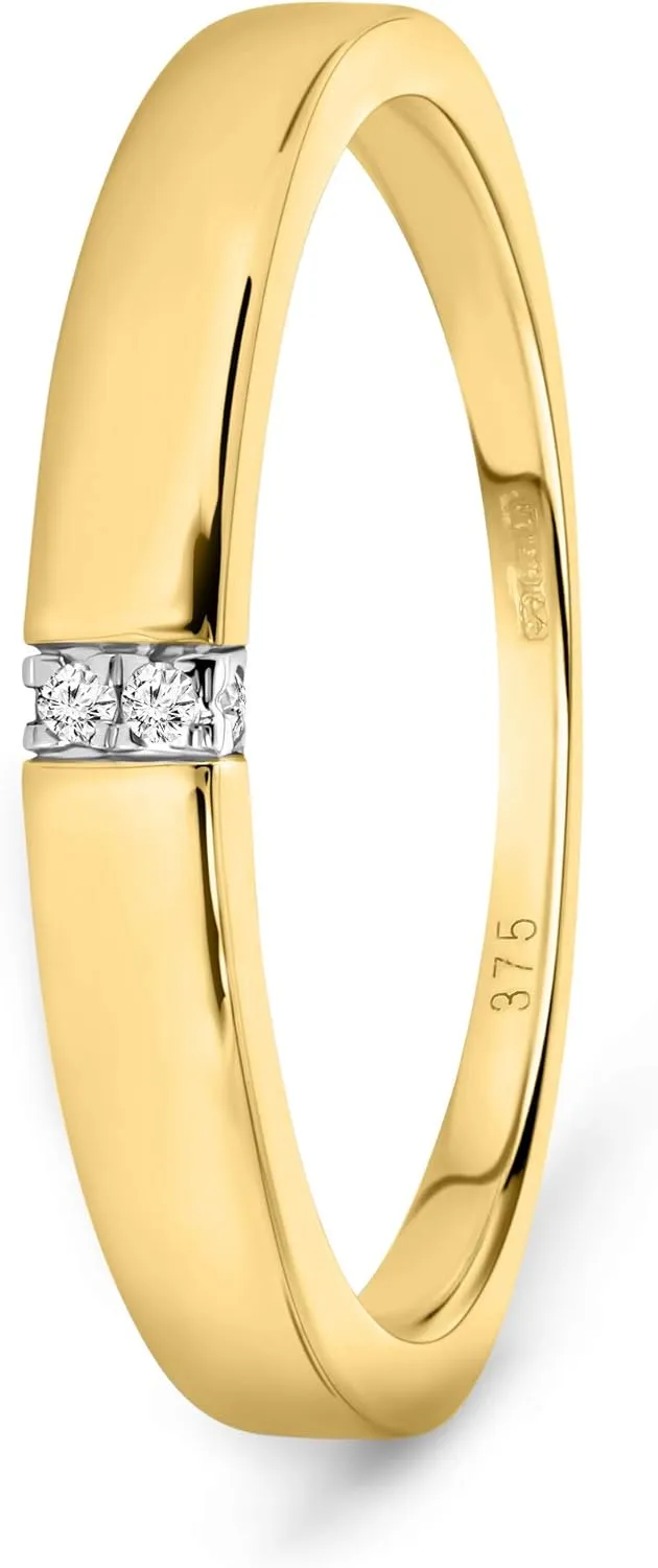 Bild von Miore Damen Verlobungsring aus 9 Karat Gelbgold mit 0,02 Karat Diamanten und vier Brillanten