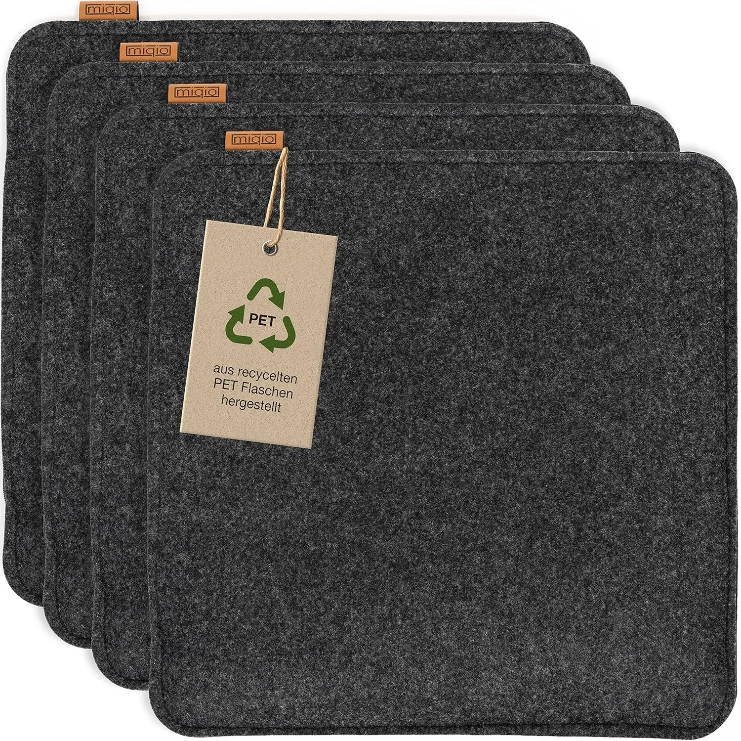 Bild von Miqio Sitzkissen aus Filz im 4er Set, rechteckig, 35x35 cm, rutschfest und waschbar, nachhaltig aus recycelten PET Flaschen