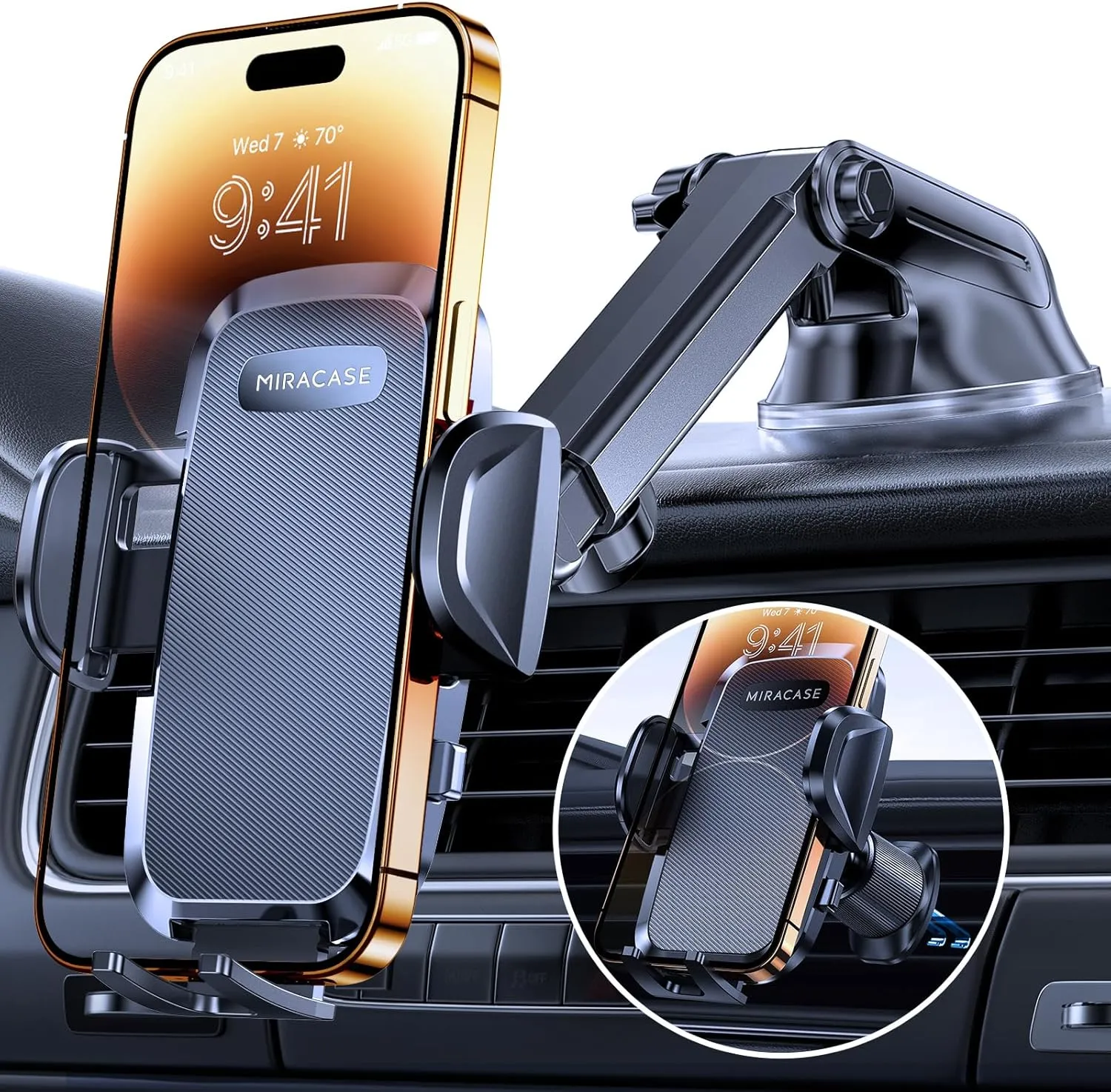 Bild von Miracase Handyhalterung für Auto mit verbessertem Saugnapf und Metall-Doppelhaken für iPhone und Samsung Galaxy sowie alle Smartphones