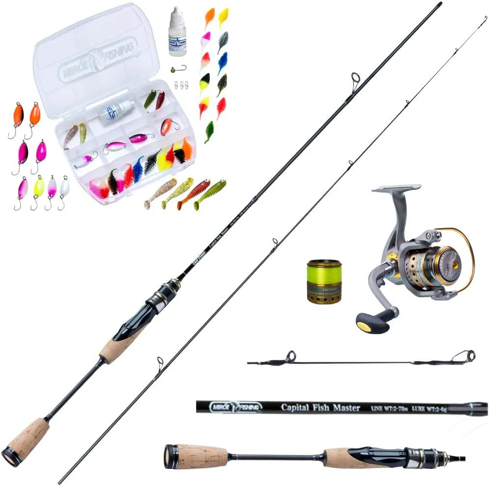 Bild von MiRoeFishing Angelset Ultralight mit 180 cm Carbonrute, Expert1000 Rolle und Köderset