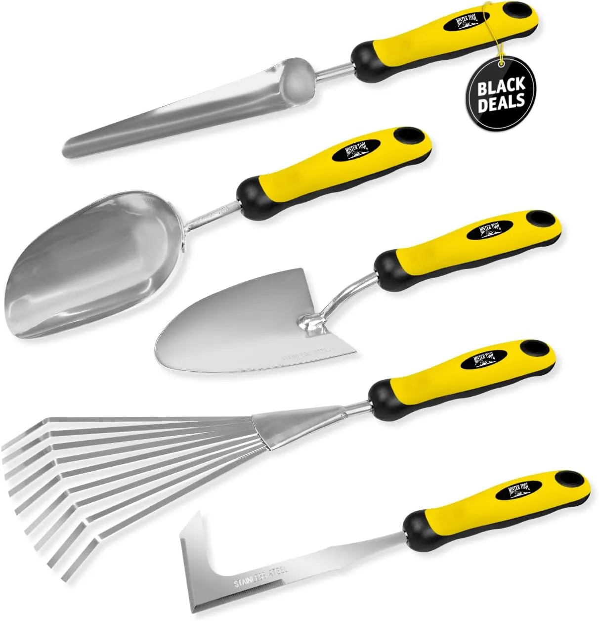 Bild von MISTER TOOL 5-teiliges Gartenwerkzeug Set mit rostfreien Stahlköpfen