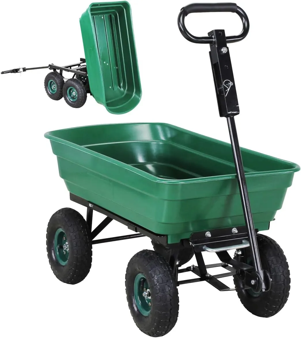 Bild von Miweba Bollerwagen Dumper mit 300 kg Tragfähigkeit, PP-Wanne, Lenkachse und Luftreifen in Grün