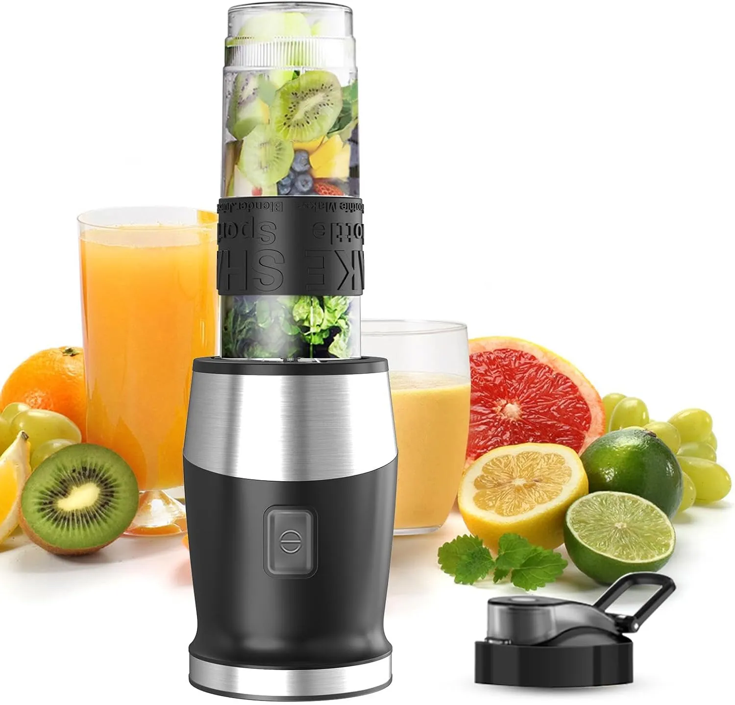 Bild von Mixer 500W mit 570ml Smoothie Flasche aus BPA freiem Tritan und Edelstahl 4-Blatt für Shakes und Babynahrung