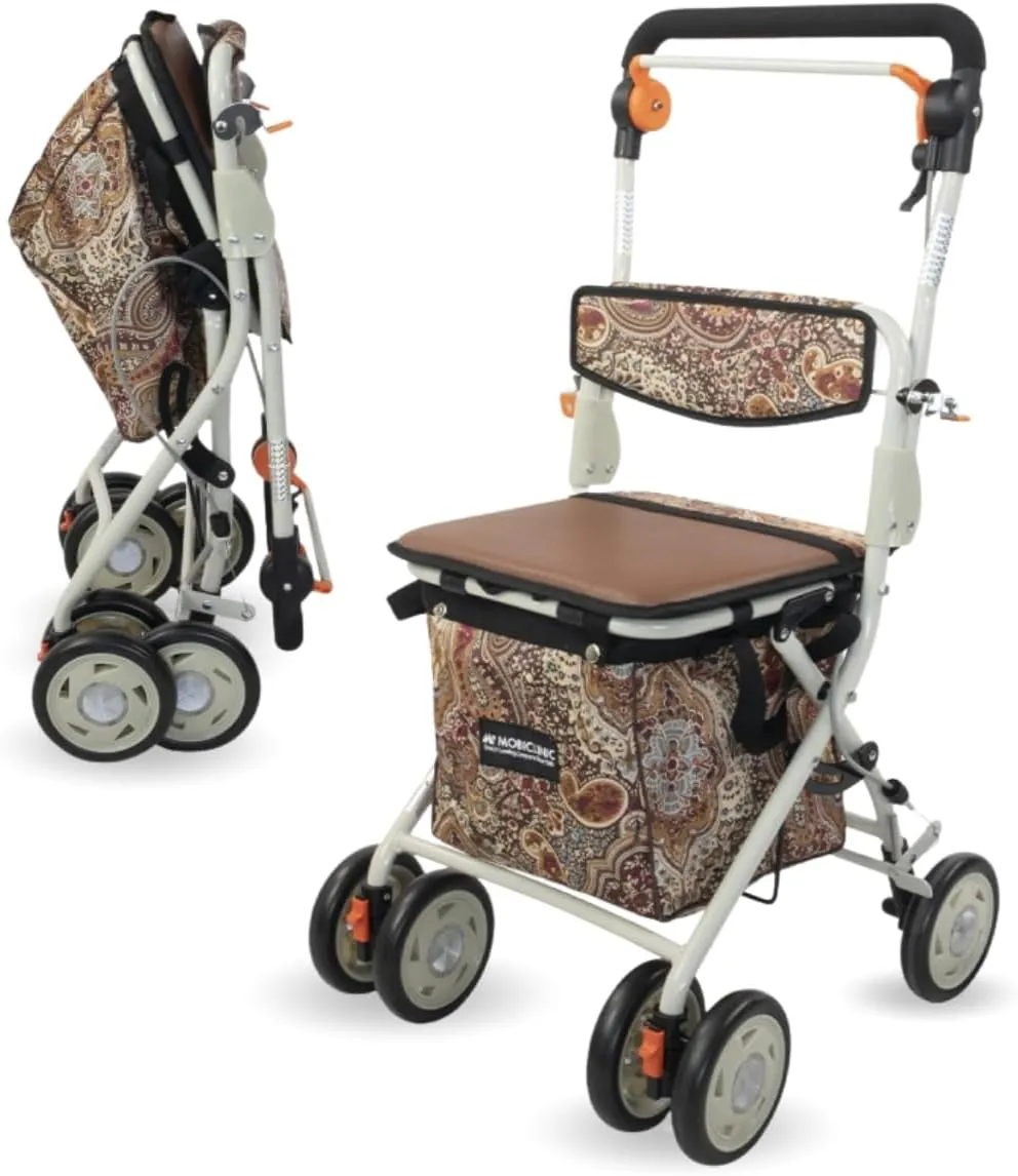 Bild von Mobiclinic Coliseo Rollator mit Einkaufstasche und Sitz, zusammenklappbar, 21 Liter, mit Bremssystem und gepolstertem Griff