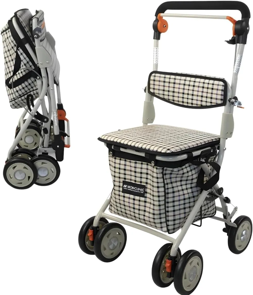 Bild von Mobiclinic Einkaufstrolley Rollator mit 21L Tasche, faltbar, leicht und stabil, mit Sitz und doppeltem Bremssystem