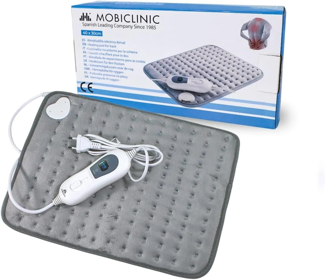 Bild von Mobiclinic Heizkissen mit 3 Temperaturstufen und Abschaltautomatik, 40x30 cm, 100W, grau