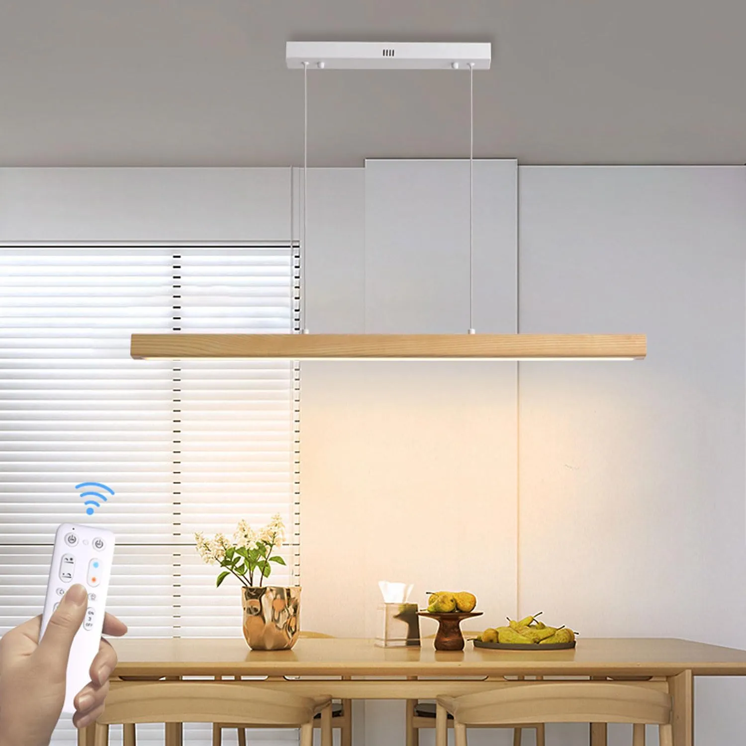 Bild von Moderne LED Pendelleuchte mit Fernbedienung und Dimmfunktion, 36W, 100 cm, höhenverstellbar für Esszimmer, Küche und Büro