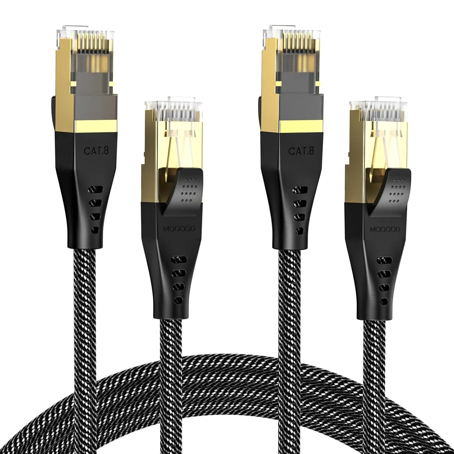 Bild von MOGOOD Cat 8 Ethernet Kabel 2 Stück je 2 Meter, Hochgeschwindigkeit bis 40 Gbps, kompatibel mit PS5, Router, Modem, TV, Switch und Laptop