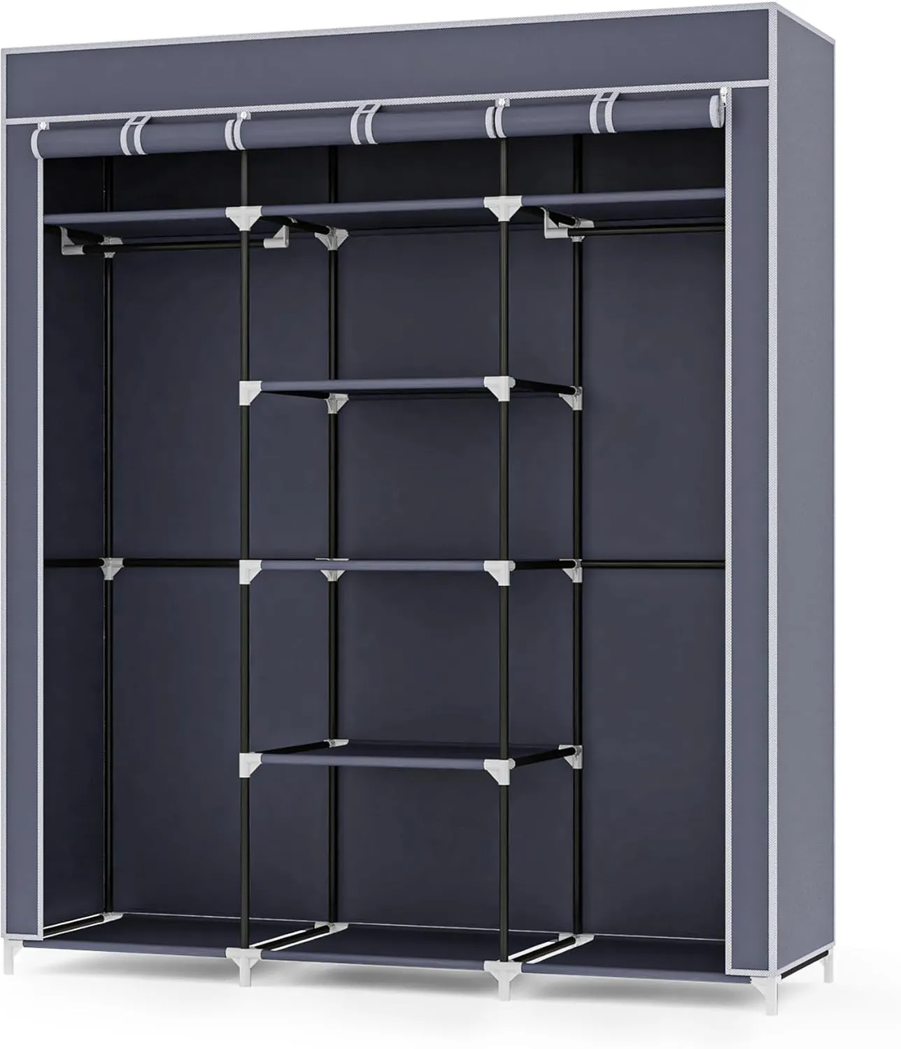 Bild von Mondeer Stoffschrank in Grau mit großem Stauraum, 150x45x175cm