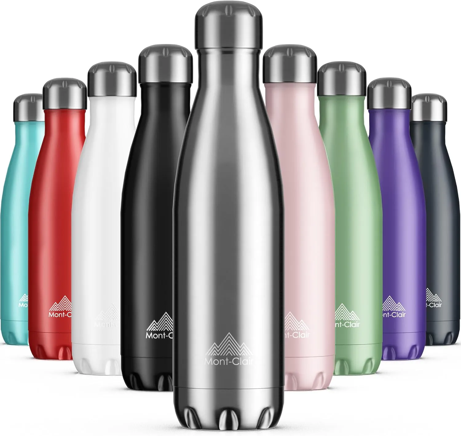 Bild von Mont-Clair Edelstahl Trinkflasche 500 ml, auslaufsicher, 24 Stunden kalt und 12 Stunden warm, silber