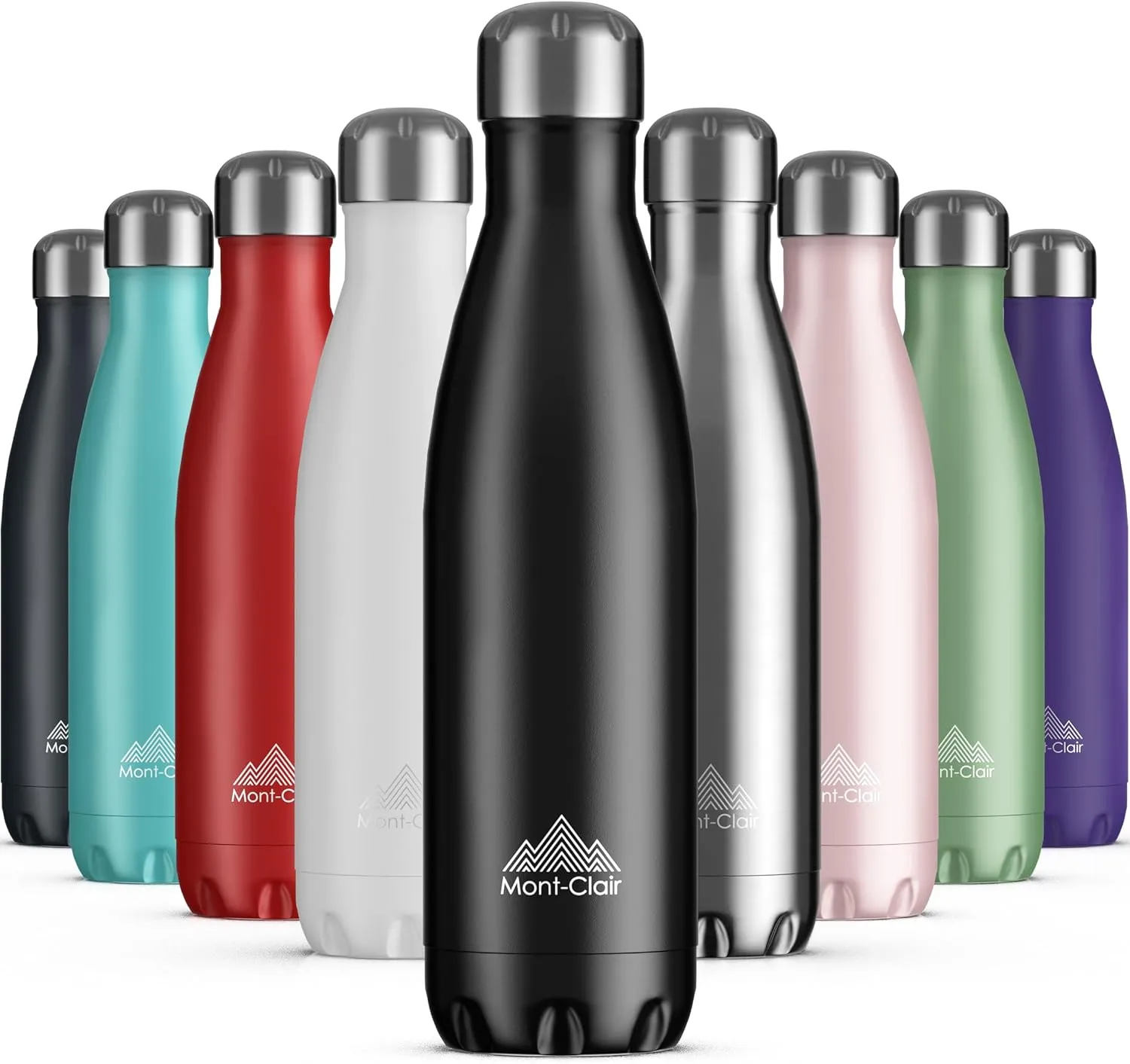 Bild von Mont-Clair Edelstahl Trinkflasche 500ml in Schwarz, auslaufsicher, hält 24 Stunden kalt und 12 Stunden warm, BPA-frei