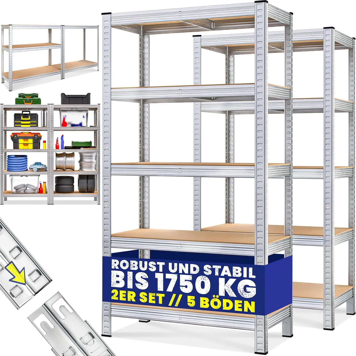 Bild von Monzana Schwerlastregal 180x90x40 cm mit 10 MDF-Platten und 1750 kg Tragkraft