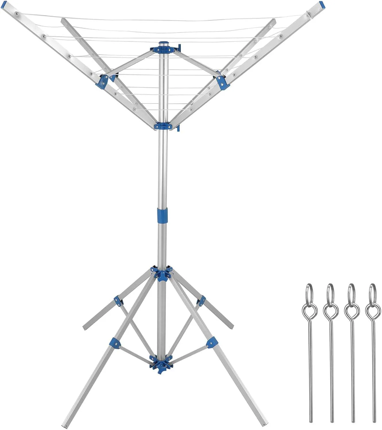 Bild von Monzana Wäschespinne mobil und höhenverstellbar aus leichtem Aluminium mit 4 Erdspießen für den Garten