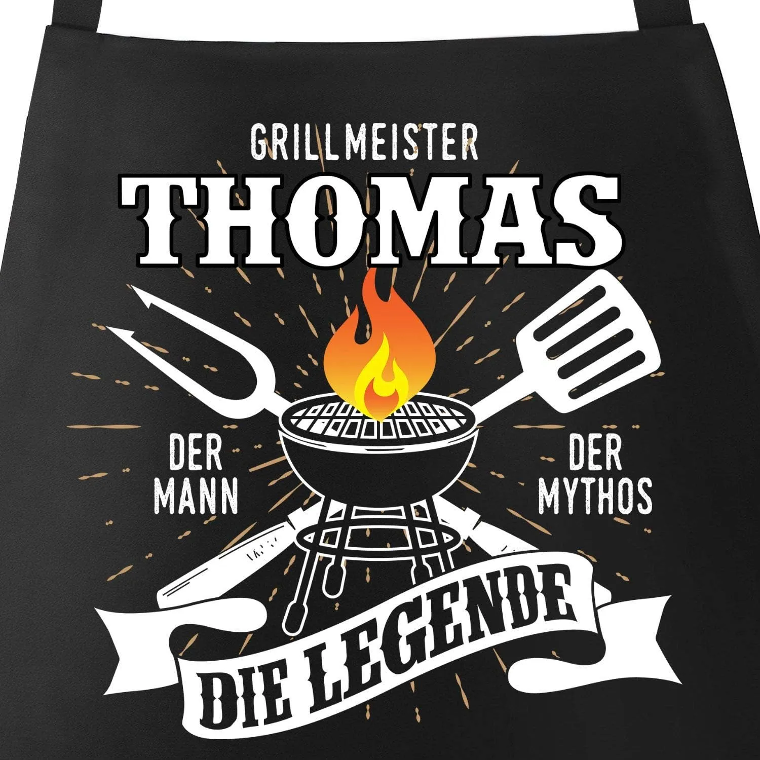 Bild von MoonWorks Grill-Schürze für Männer personalisierbar mit eigenem Namen