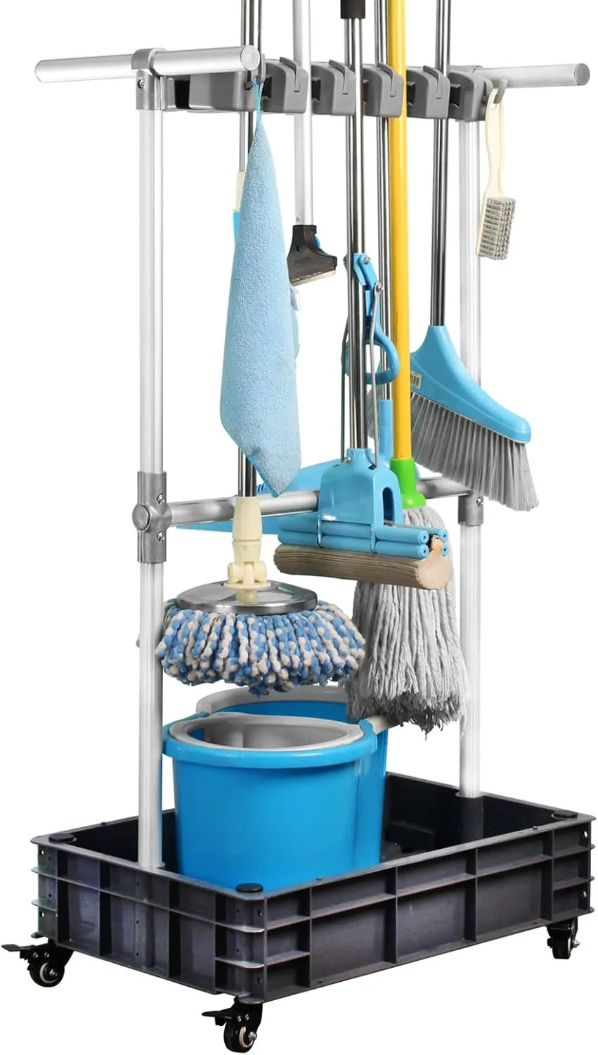 Bild von Mopphalter für Reinigungsgeräte mit mobilem Reinigungswagen zur Vermeidung von tropfenden Mopps und nassen Böden