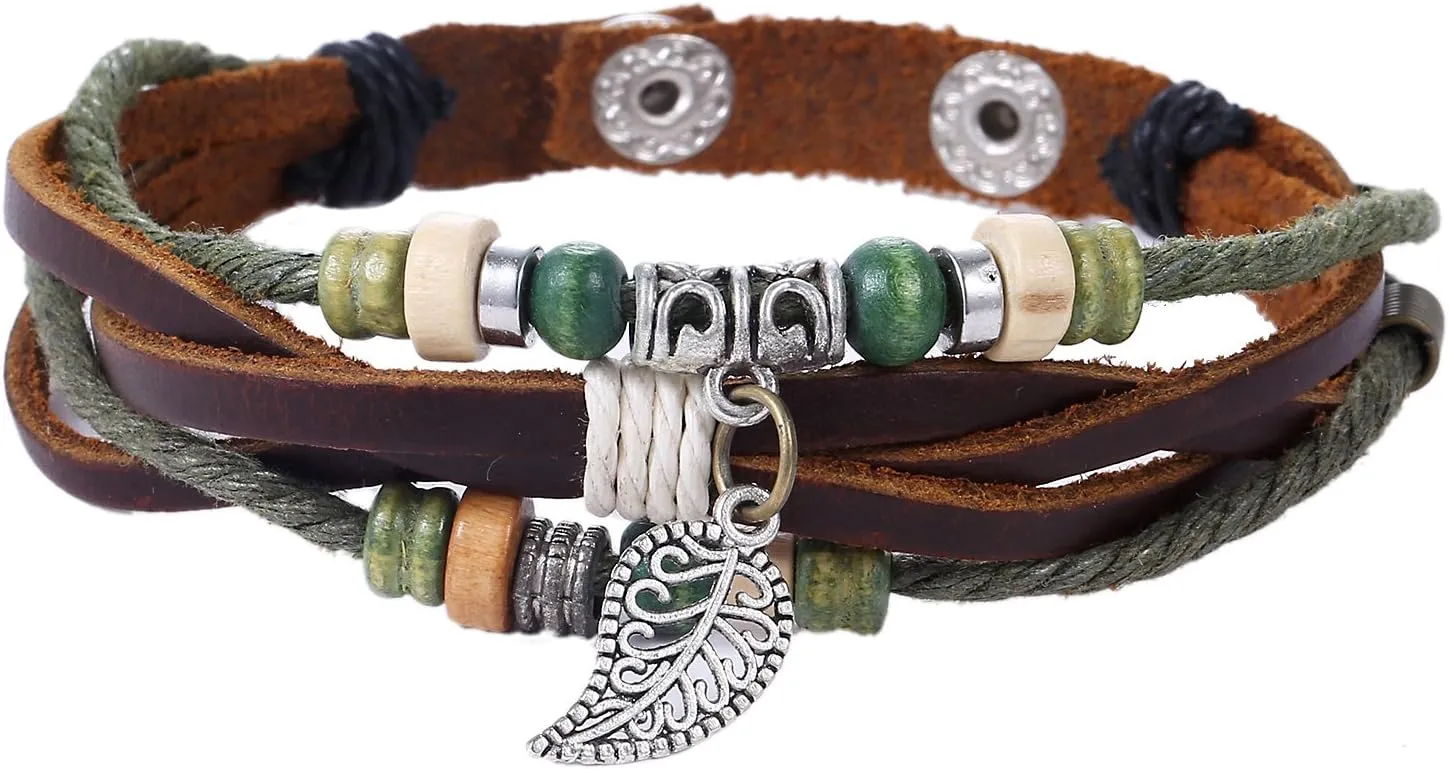 Bild von Morella Damen Lederarmband mit Perlen und Anhängern