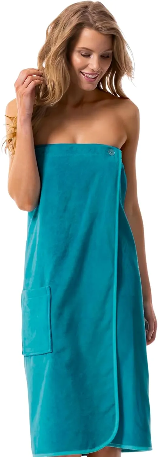 Bild von Morgenstern Damen Saunakilt Katja mit Knopf, Tasche und Gummizug