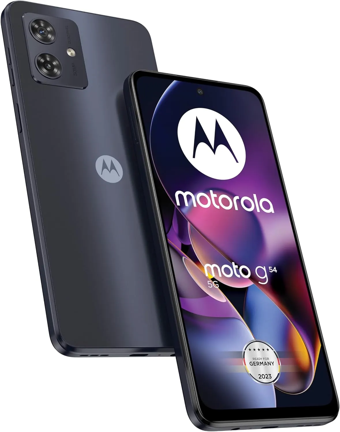 Bild von Motorola Moto g54 5G Smartphone mit 6,5 Zoll FHD+ Display, 50 MP Dual-Kamera, 8 GB RAM, 256 GB Speicher und 5000 mAh Akku in Midnight Blue, inklusive Schutzcover