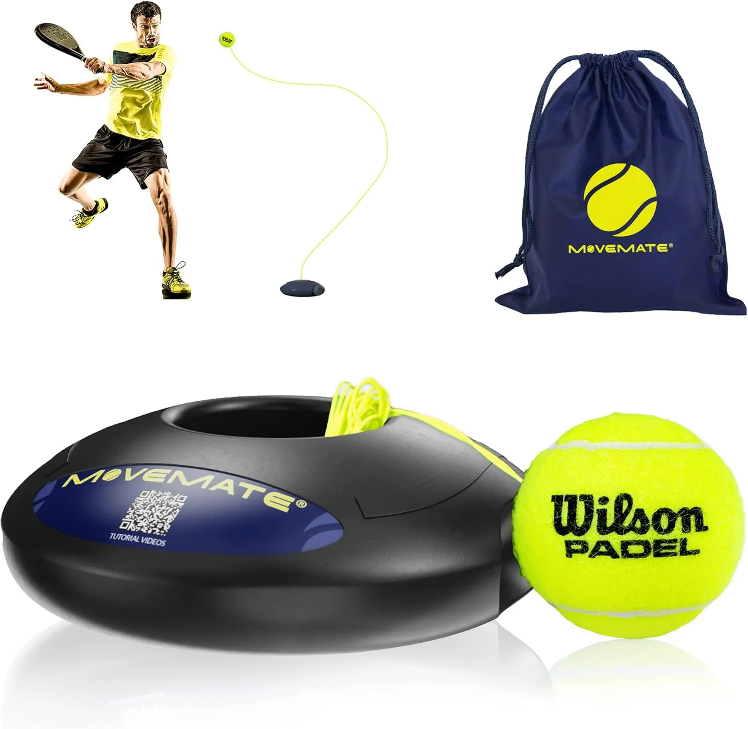 Bild von MOVEMATE Padel-Trainer Set mit Wilson Padelball für Kinder und Erwachsene, inklusive Transporttasche und Übungsvideos