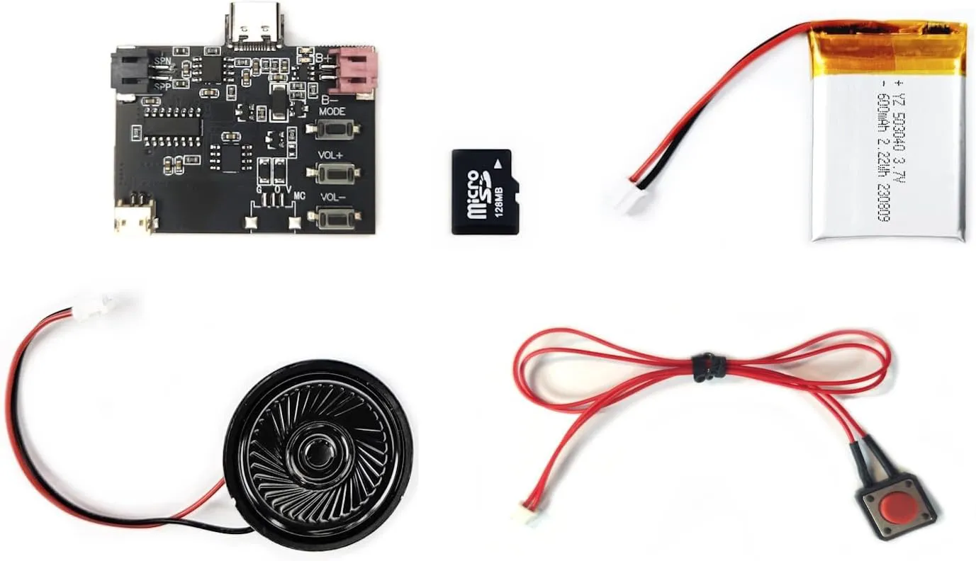 Bild von MP3 Soundmodul mit 128 MB Speicher, wiederaufladbarem Akku und drei Wiedergabeoptionen
