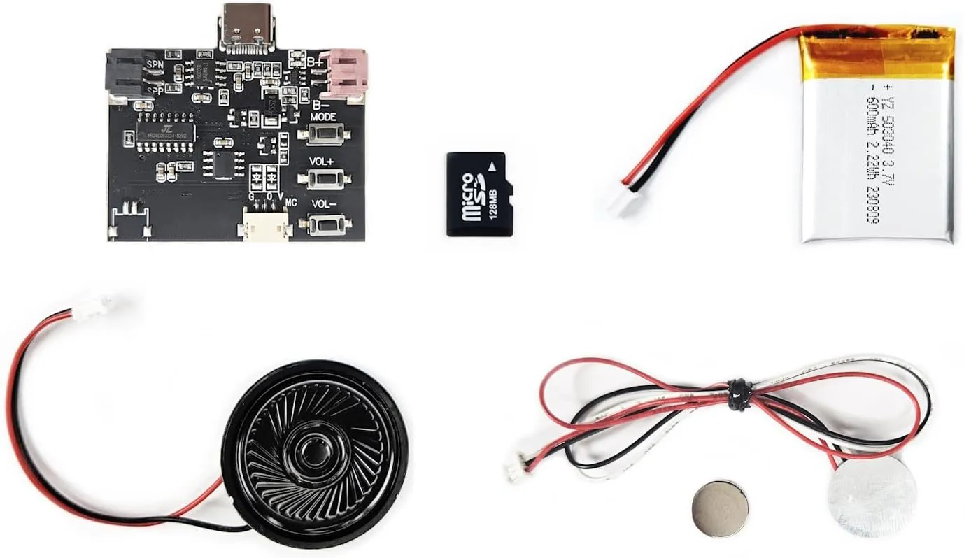 Bild von MP3 Soundmodul mit Magnetschalter und 128 MB Speicher, wiederaufladbarem Akku und drei Wiedergabeoptionen