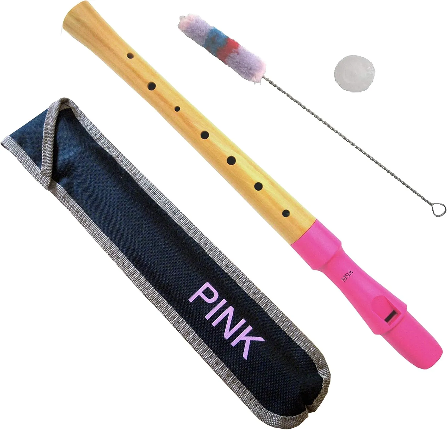 Bild von MSA FP7PINK C-Sopranblockflöte aus Holz mit deutschem Griffsystem und Zubehör in Rosa