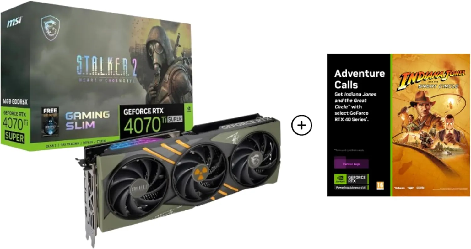 Bild von MSI GeForce RTX 4070 Ti SUPER Gaming Grafikkarte mit 16 GB GDDR6X und Stalker 2 GameCode