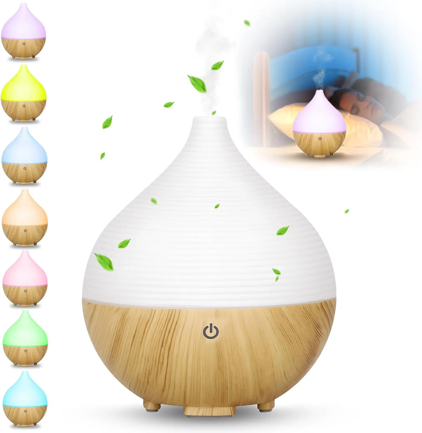 Bild von MTINRNI Aroma Diffuser mit 160 ml, Ultraschalltechnologie, 7 Farben LED, ideal für Zuhause, Büro und Yoga