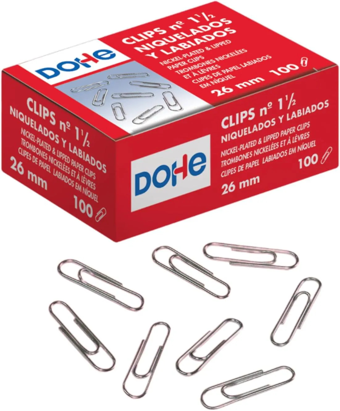 Bild von MTL 100er Pack vernickelte Büroklammern mit 26 mm Länge