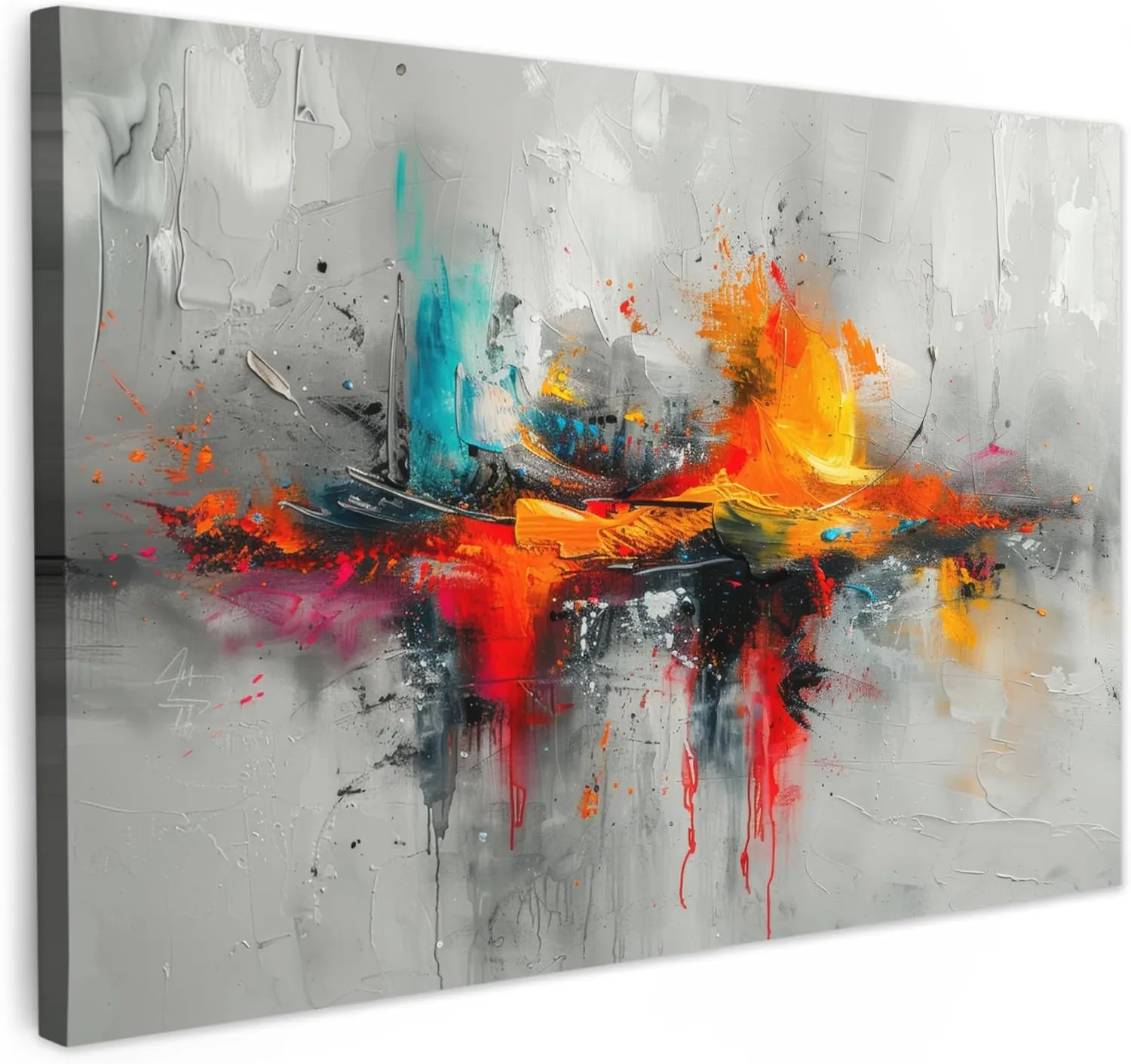 Bild von MuchoWow Leinwandbild 120x80 cm in Orange und Grau, modernes abstraktes Kunstwerk für die Wohnzimmereinrichtung