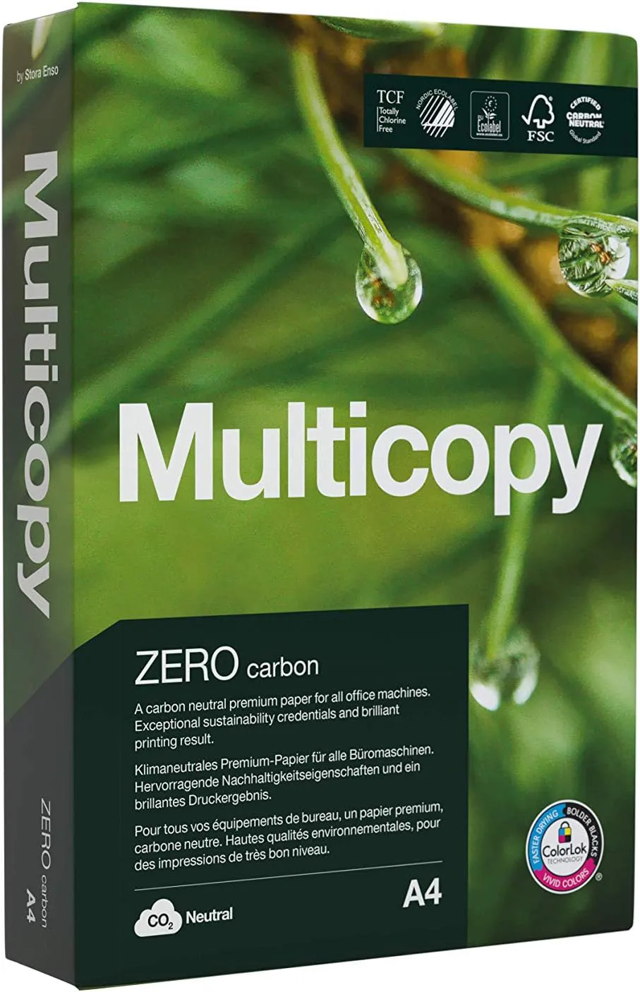 Bild von Multicopy Zero A4 Papier mit 80 g/m² in einer Packung mit 500 Blatt
