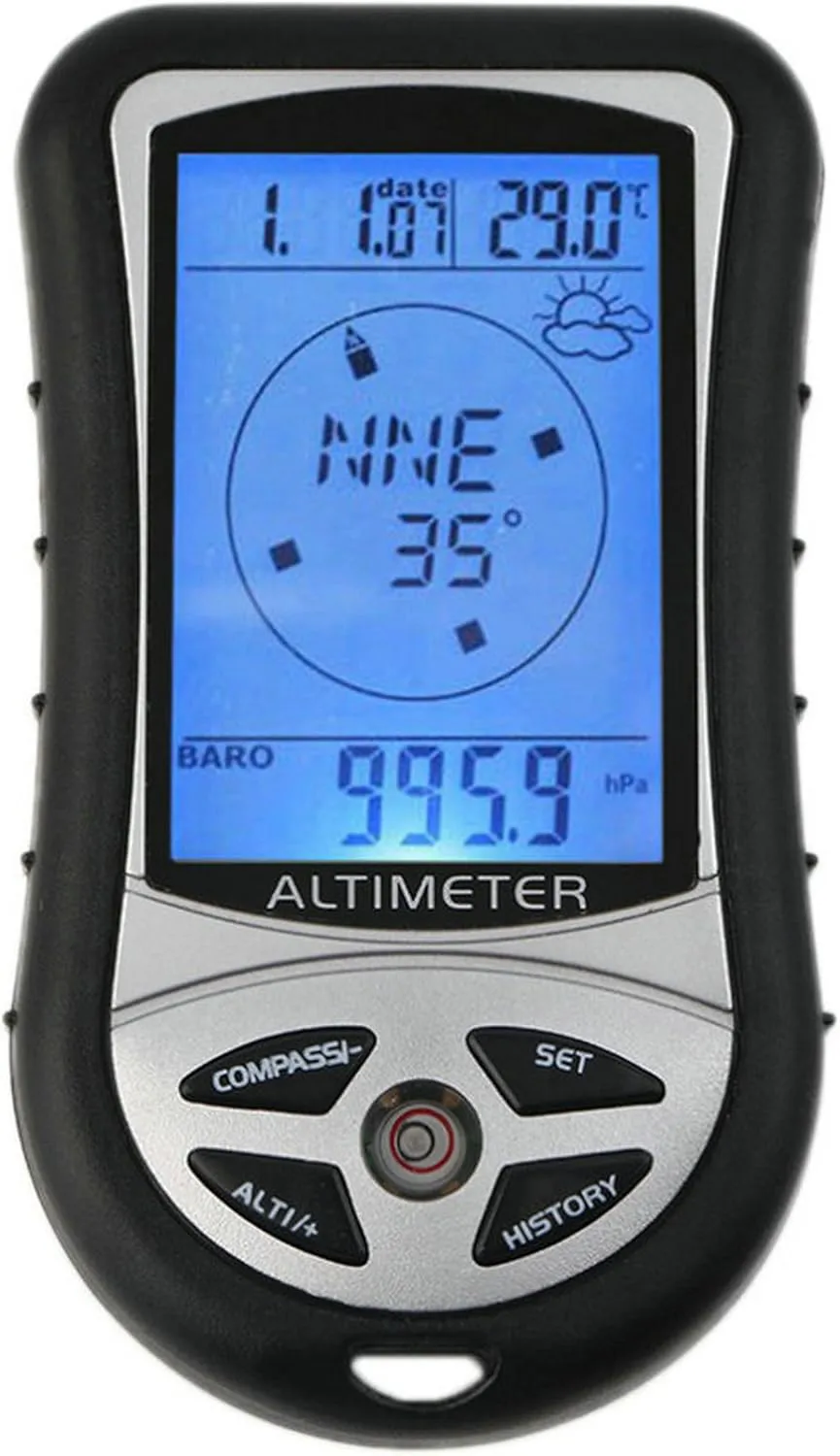 Bild von Multifunktionsgerät 8 in 1 für Outdoor mit LCD-Anzeige, Kompass, Höhenmesser, Barometer, Thermometer, Uhr und Kalender