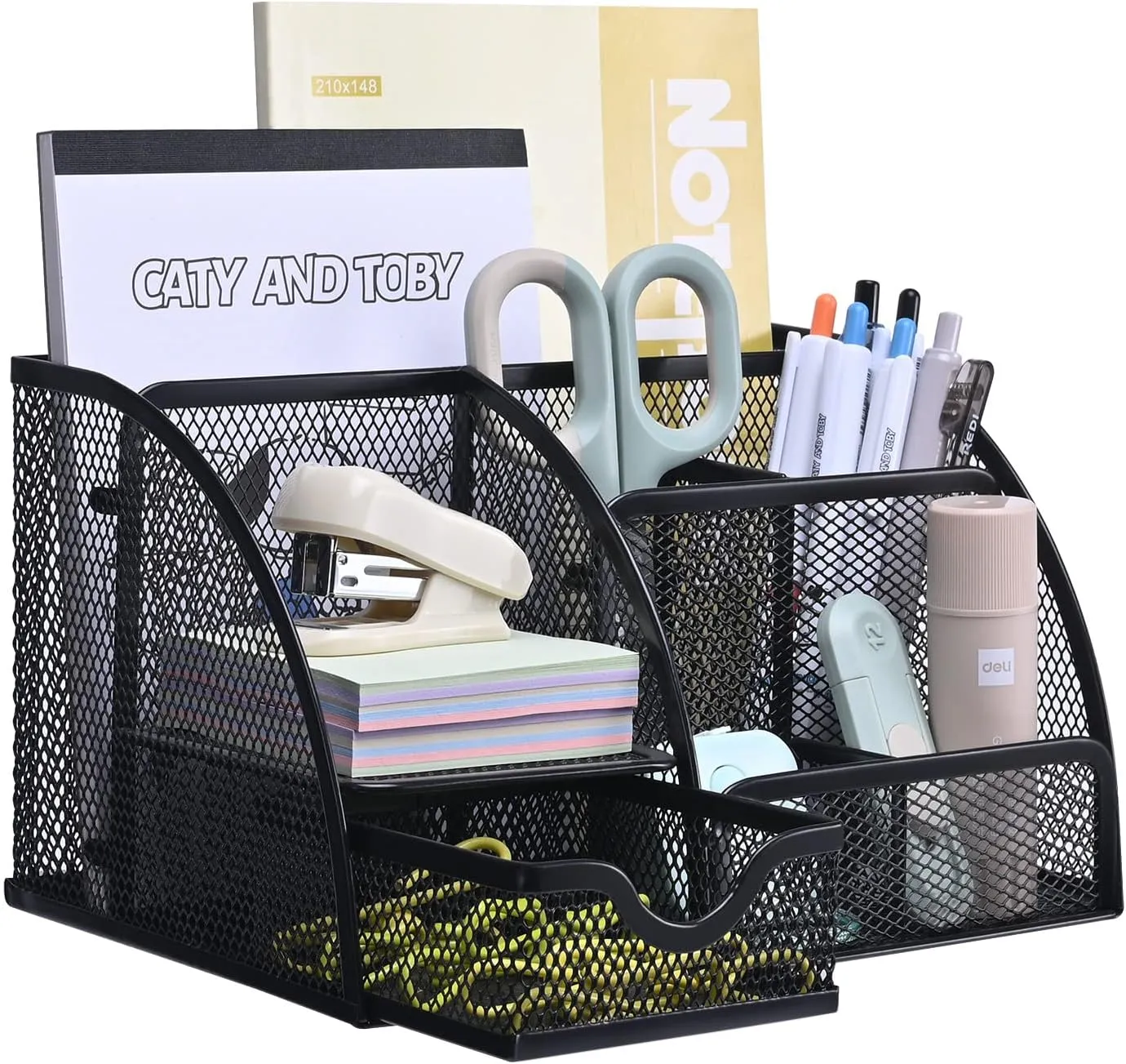 Bild von MumdoYAL Schreibtisch Organizer aus Metall mit Schublade und Stifthalter für Bürobedarf