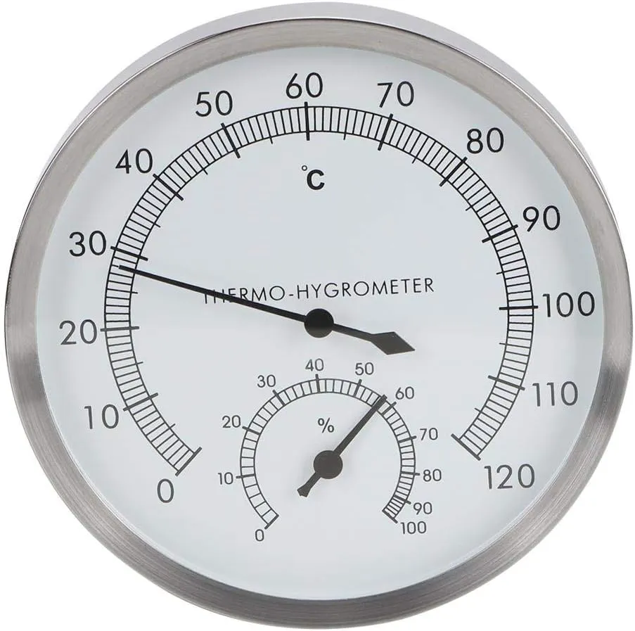 Bild von Mumusuki 2 in 1 Edelstahl Thermo Hygrometer für Sauna und Dampfbad