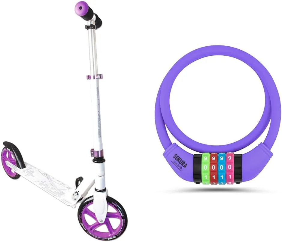 Bild von Muuwmi Aluminium Scooter mit 200 mm Rädern, ABEC 5, höhenverstellbar und klappbar, für bis zu 100 kg