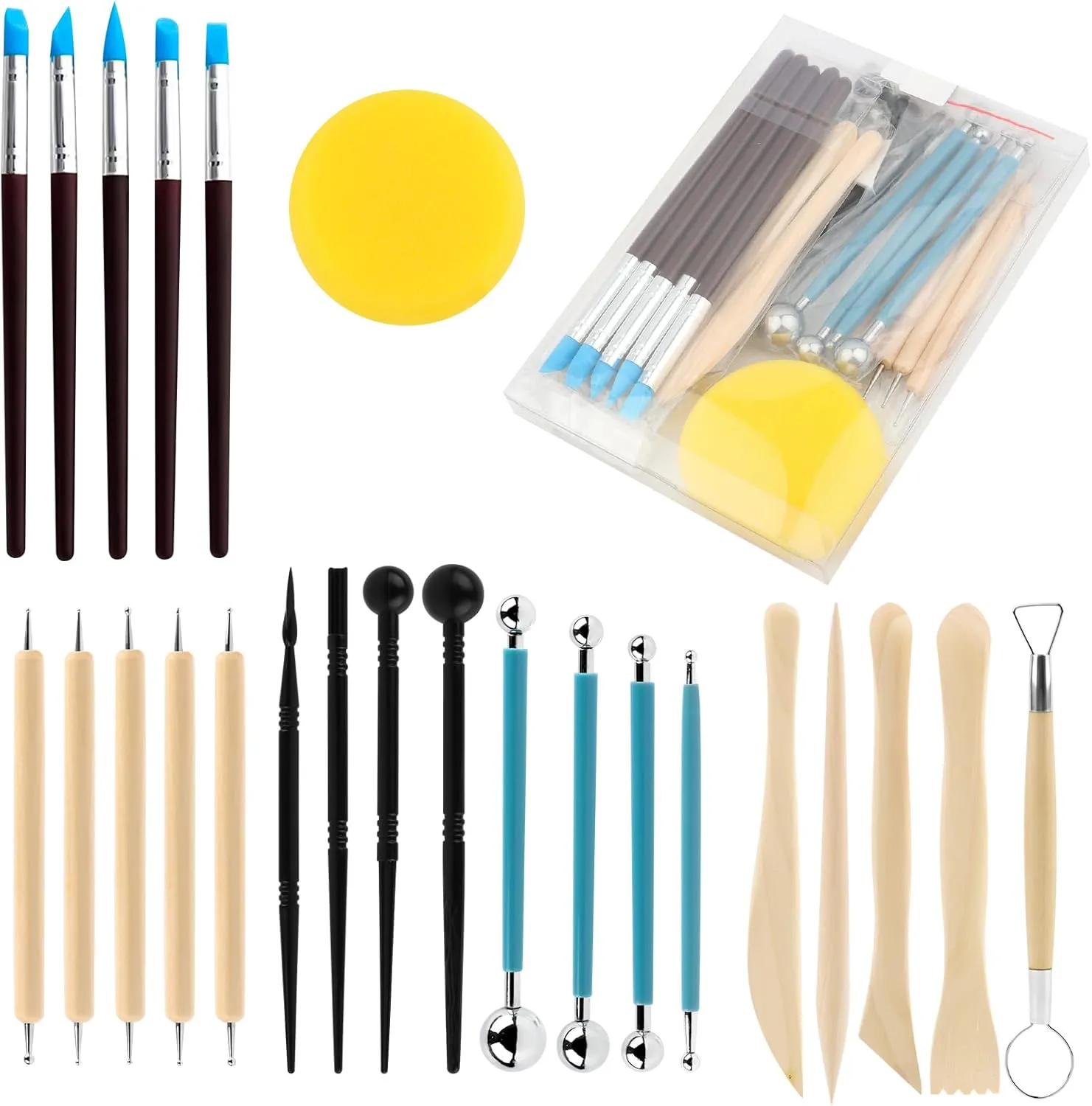 Bild von MXTIMWAN 24-teiliges Modellierwerkzeug Set für Polymer Clay und Keramik, ideal für DIY Kunsthandwerk und Anfänger
