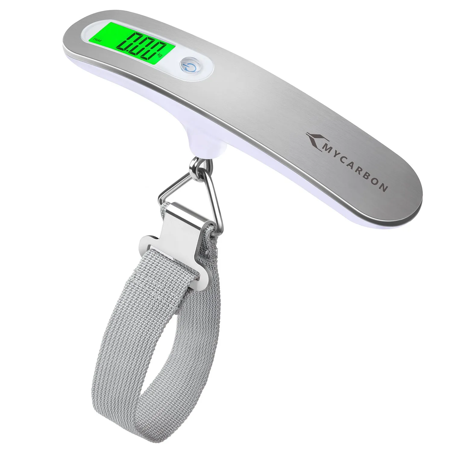 Bild von MYCARBON digitale Kofferwaage für Gepäck mit einer Tragkraft von 50 kg in Silber