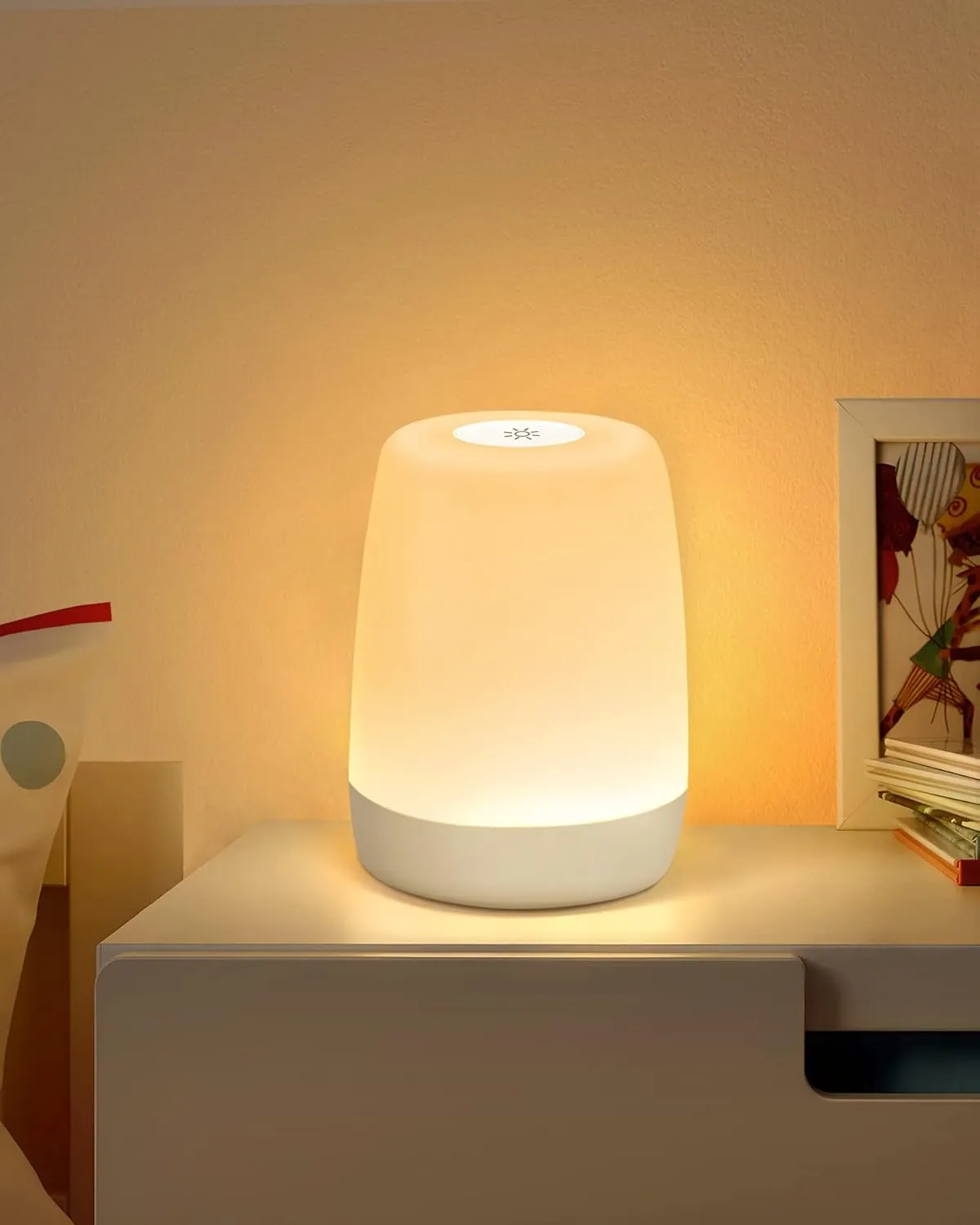 Bild von Nachtlicht für Kinder mit Touch-Dimmer, warmem Licht und RGB Farbwechsel, USB aufladbar mit Timerfunktion