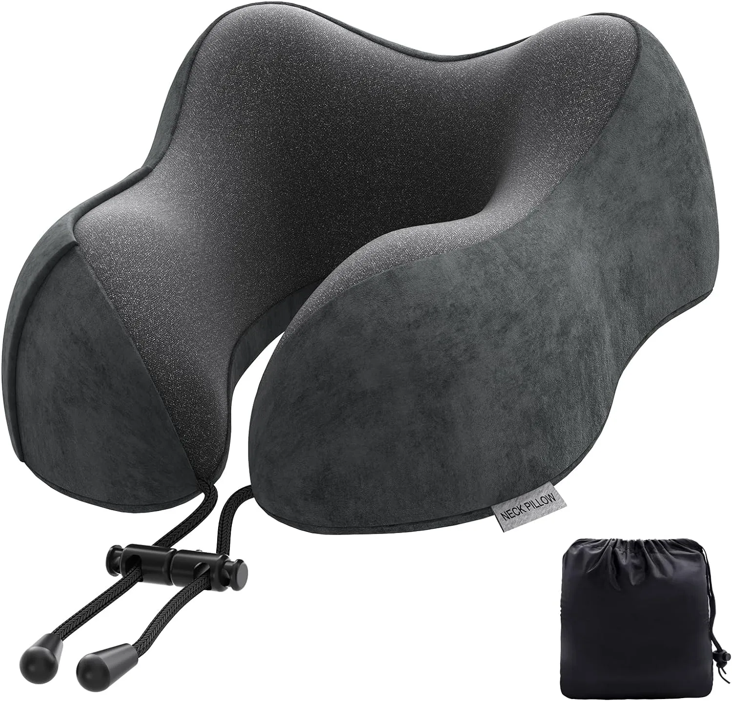 Bild von Nackenkissen aus Memory Foam in Dunkelgrau für Reisen, Camping und Büro