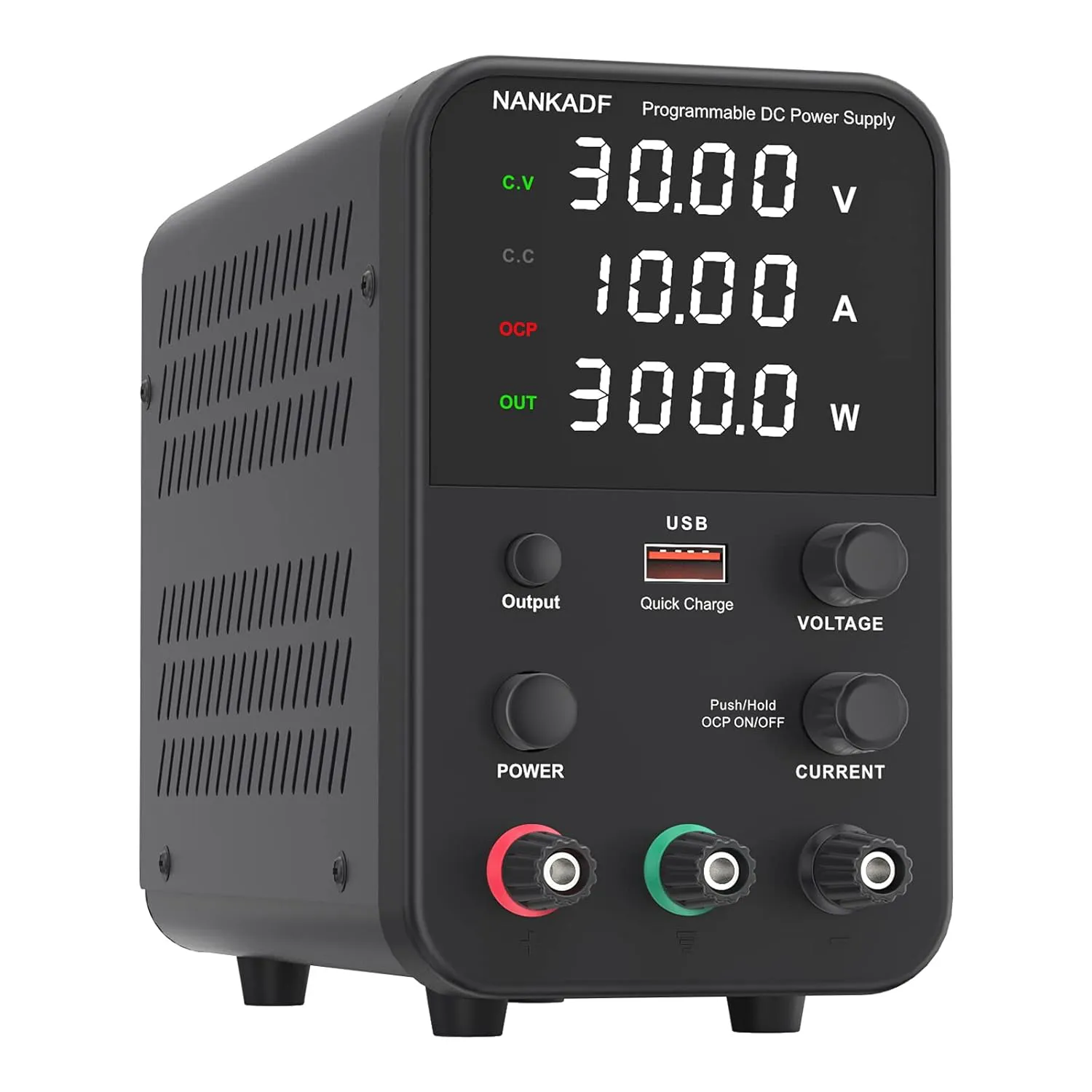 Bild von NANKADF Labornetzteil mit 0-30V und 0-10A, regelbar, mit 4-stelliger LED-Anzeige und Ausgangsschalter