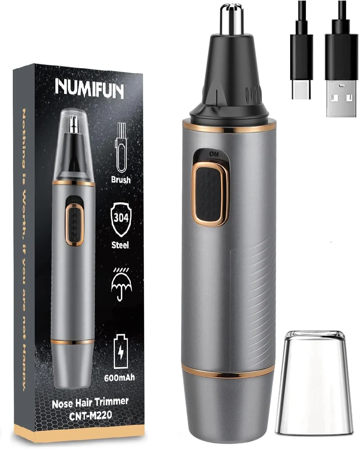 Bild von Nasenhaartrimmer für Herren mit Dual Edge Klingen, wiederaufladbar über Type-C, IPX7 wasserdicht und leicht zu reinigen