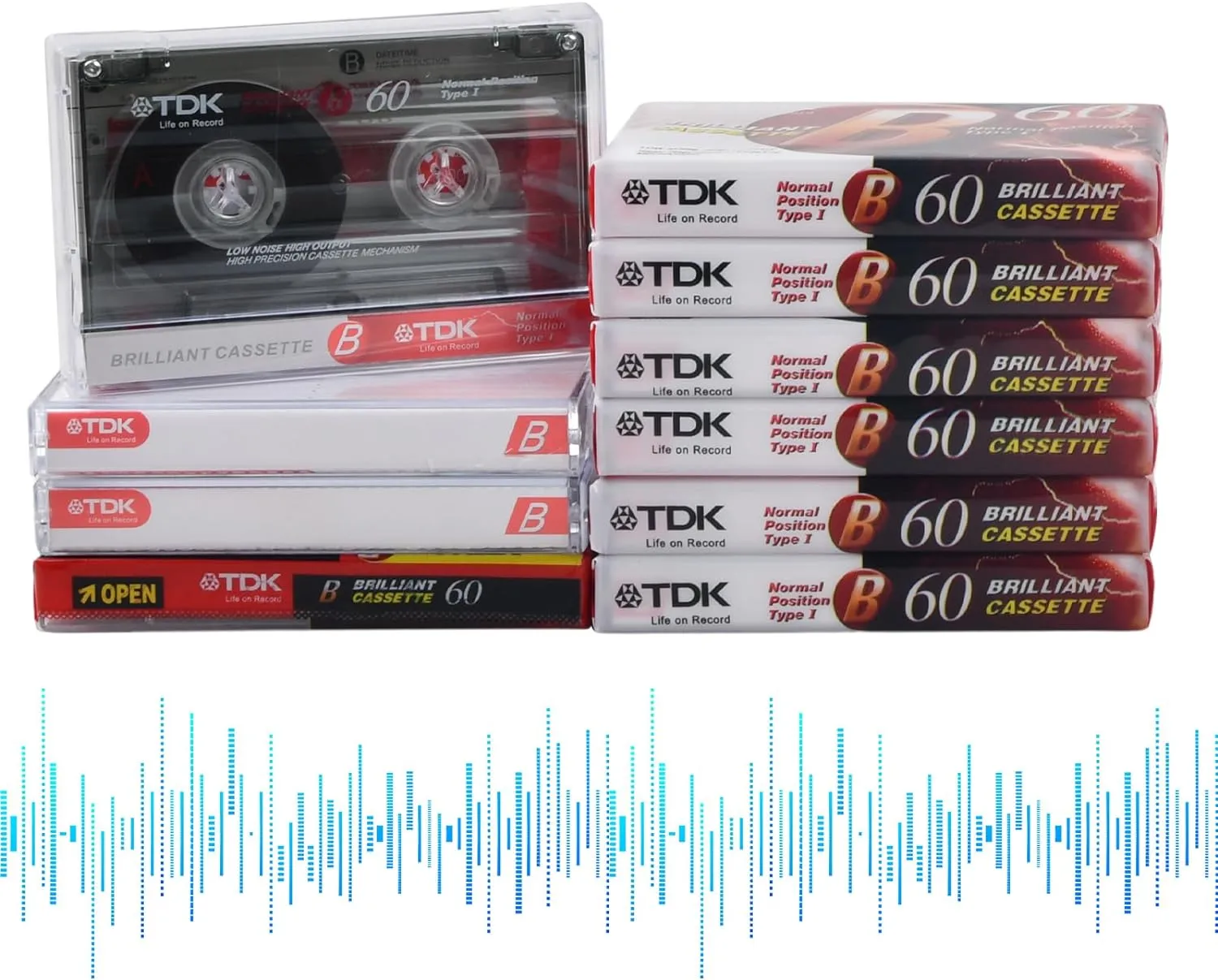 Bild von Natuce 10 Stück leere Audio-Kassetten mit 60 Minuten Laufzeit in transparenter Hülle
