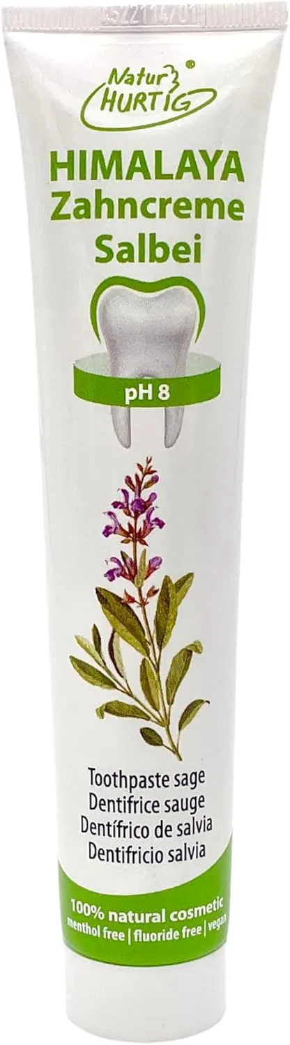 Bild von Natur Hurtig Himalaya Zahncreme mit Salbei und Rosmarin 75 ml, basische Zahnpasta mit Himalaya Salz, fluoridfrei und ohne Mikroplastik
