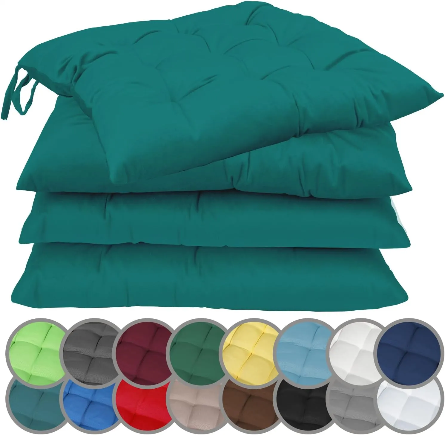 Bild von NatureMark 4er Set Stuhlkissen in Petrol, Größe 40x40 cm