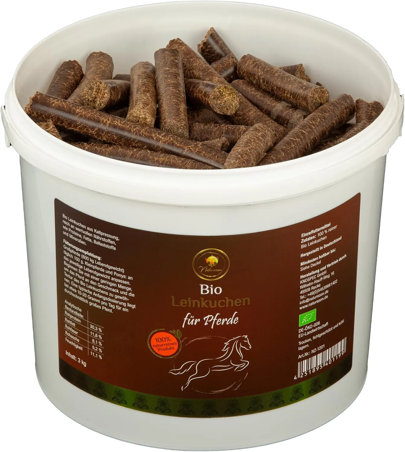 Bild von Naturezon Bio Leinkuchen Pellets für Pferde 3 kg, 100% naturrein und ohne Zusätze