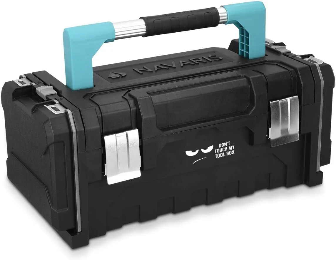 Bild von Navaris Werkzeugkoffer 20 Zoll mit zwei abnehmbaren Organizer Boxen und Stahlschließen, leer, Maße 51x23x21 cm, mit langem Griff und Don't Touch Design