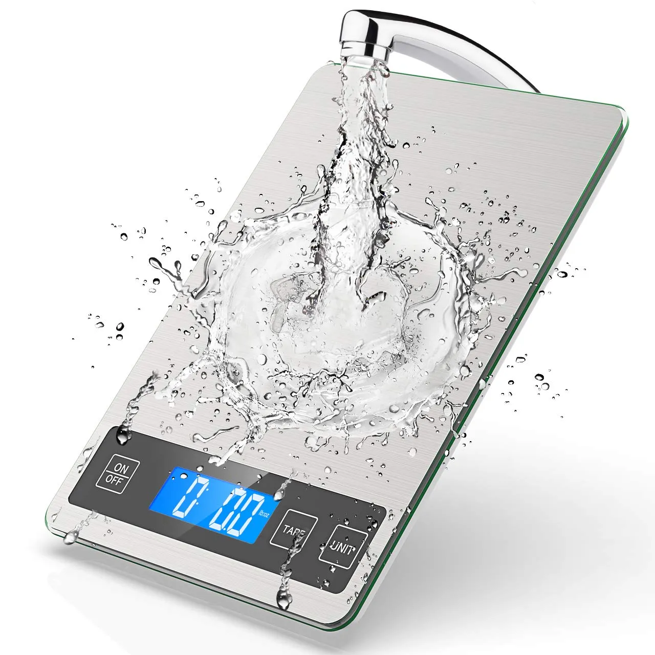 Bild von NBPOWER digitale Küchenwaage in Grau mit einer Wiegefläche aus Edelstahl und einer maximalen Kapazität von 10 kg, genau bis auf 1 g