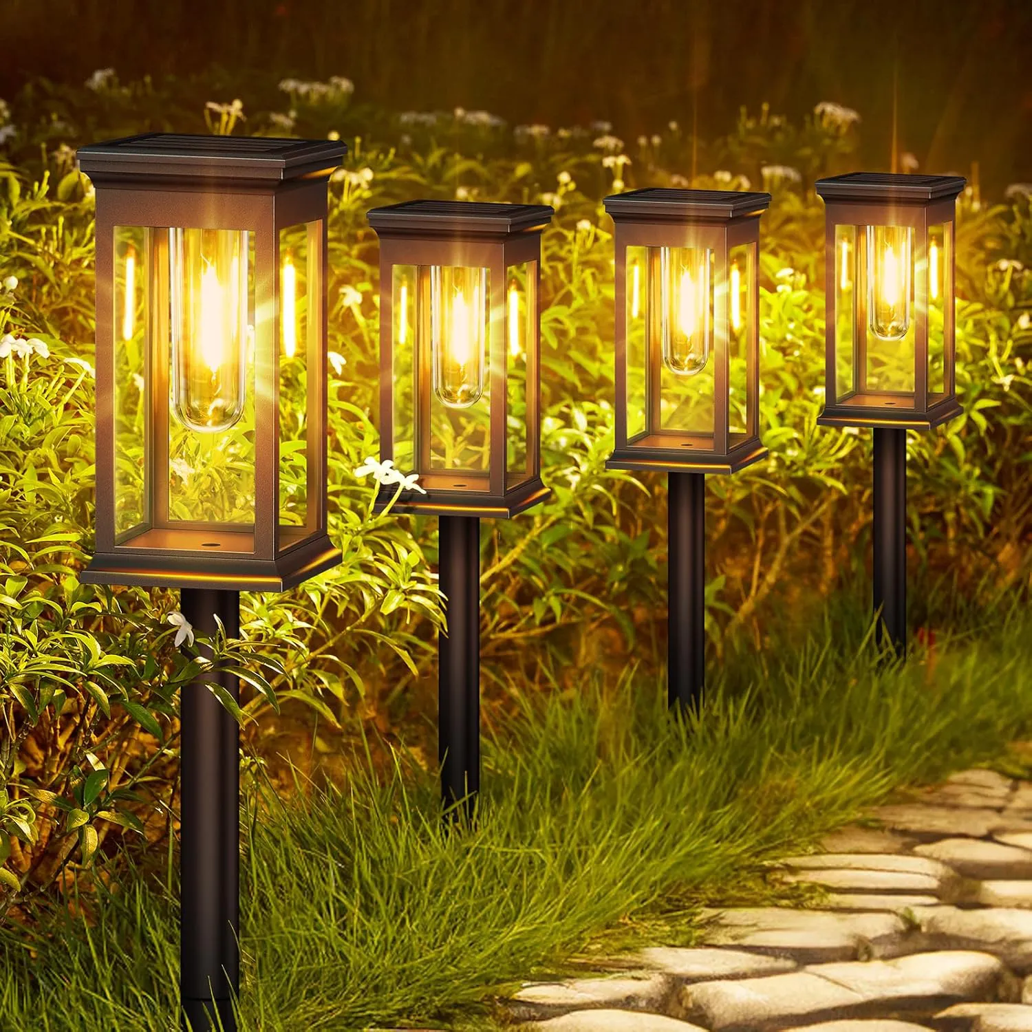 Bild von NEEMO 6er Set Solarlampen für den Außenbereich mit warmweißem Licht, wasserdicht und automatischer Ein/Aus-Funktion, ideal für Garten und Terrasse