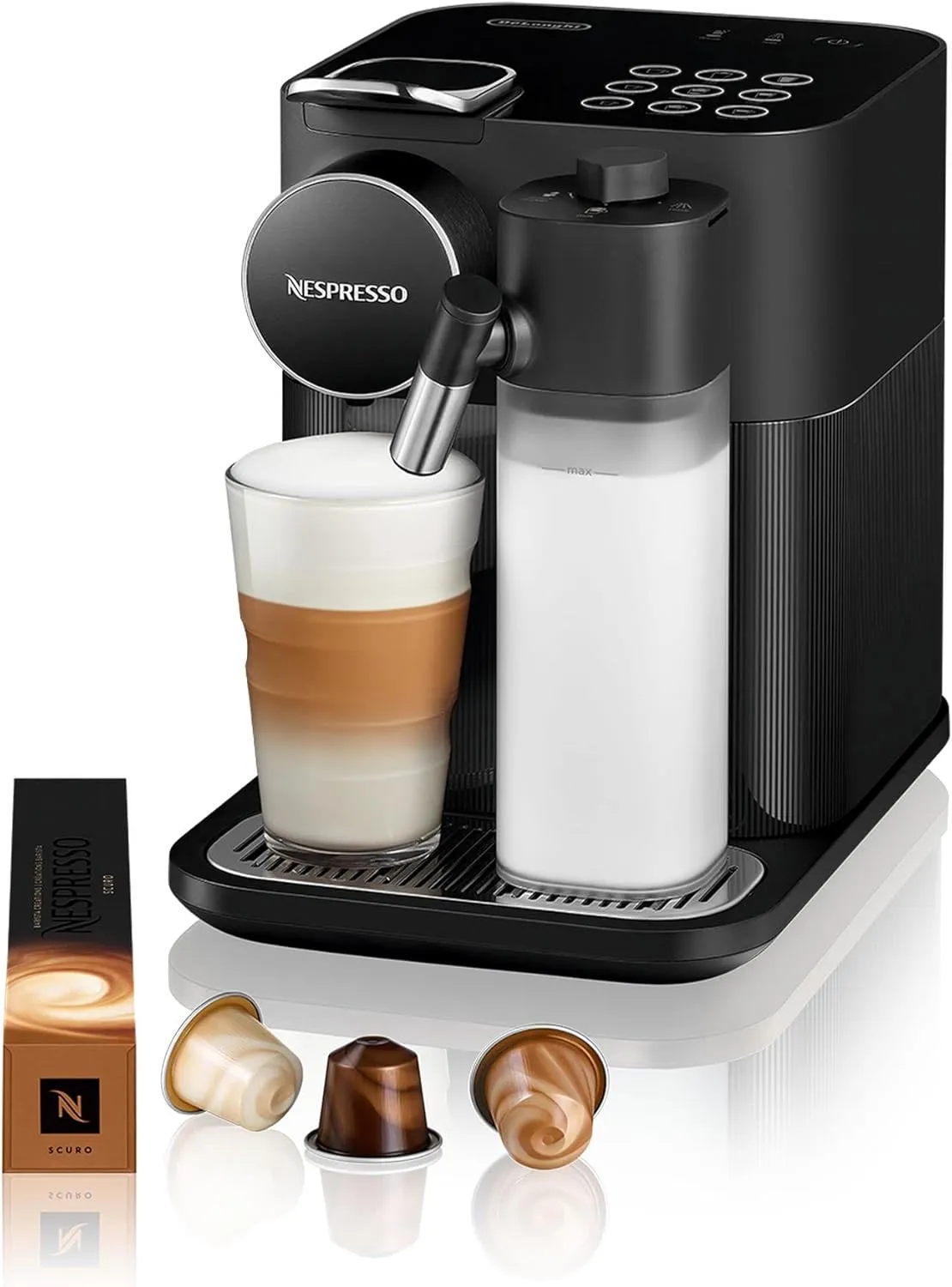 Bild von Nespresso De'Longhi Gran Lattissima EN640.B Kaffeekapselmaschine mit automatischem Milchsystem und 19 Bar Druck in Schwarz